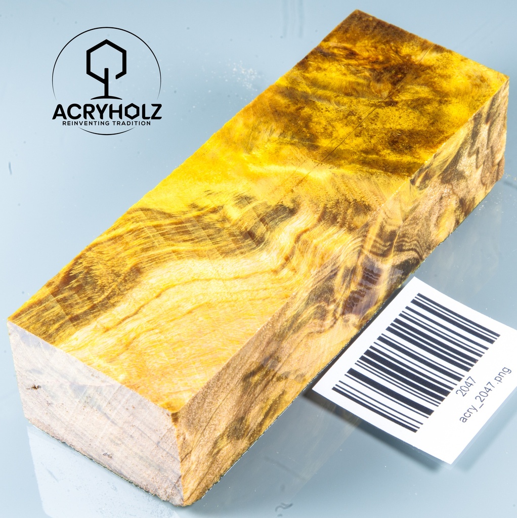 Pappel Maser stabilisiert Griffblock | 120x40x30| ACRYHOLZ | Messergriff 2047