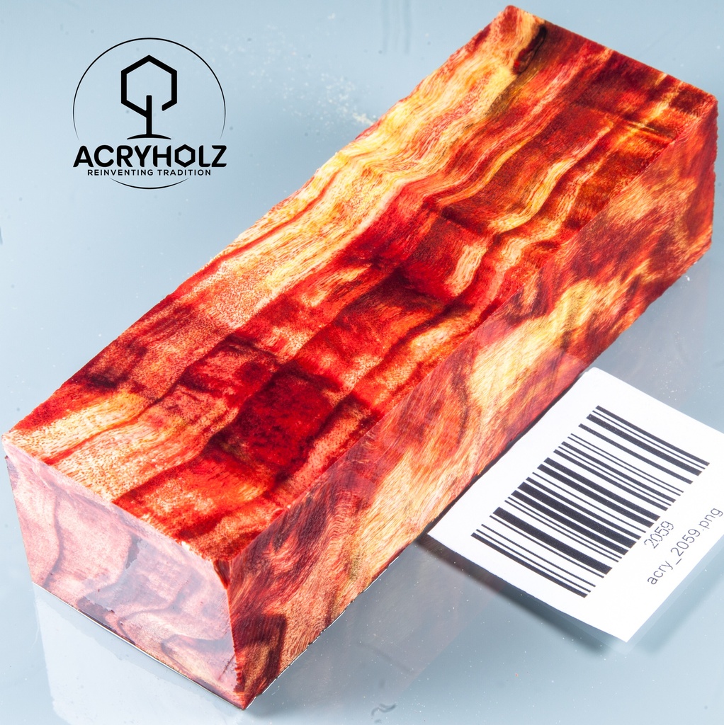 Pappel Maser stabilisiert Griffblock | 120x40x30| ACRYHOLZ | Messergriff 2059