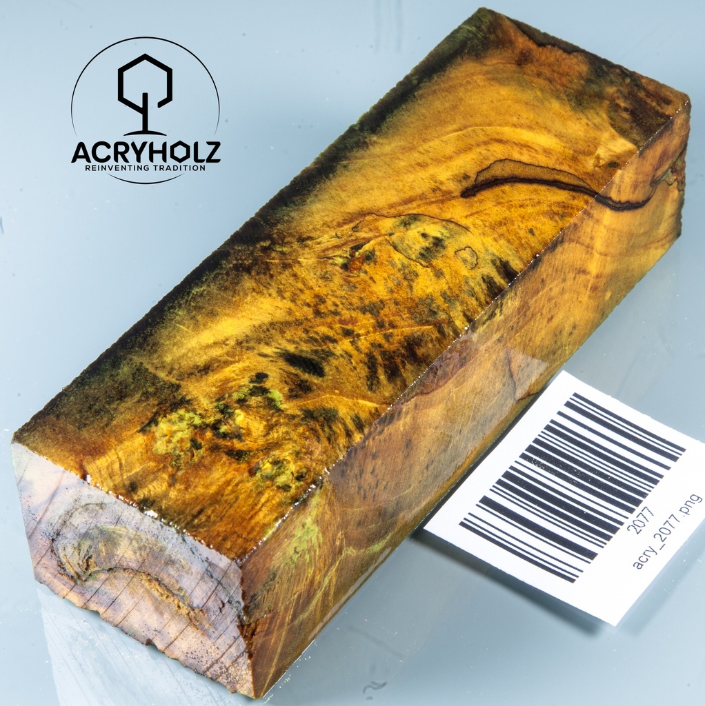 Pappel Maser stabilisiert Griffblock | 120x40x30| ACRYHOLZ | Messergriff 2077