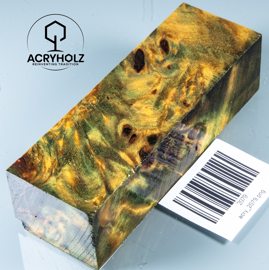 Pappel Maser stabilisiert Griffblock | 120x40x30| ACRYHOLZ | Messergriff 2079