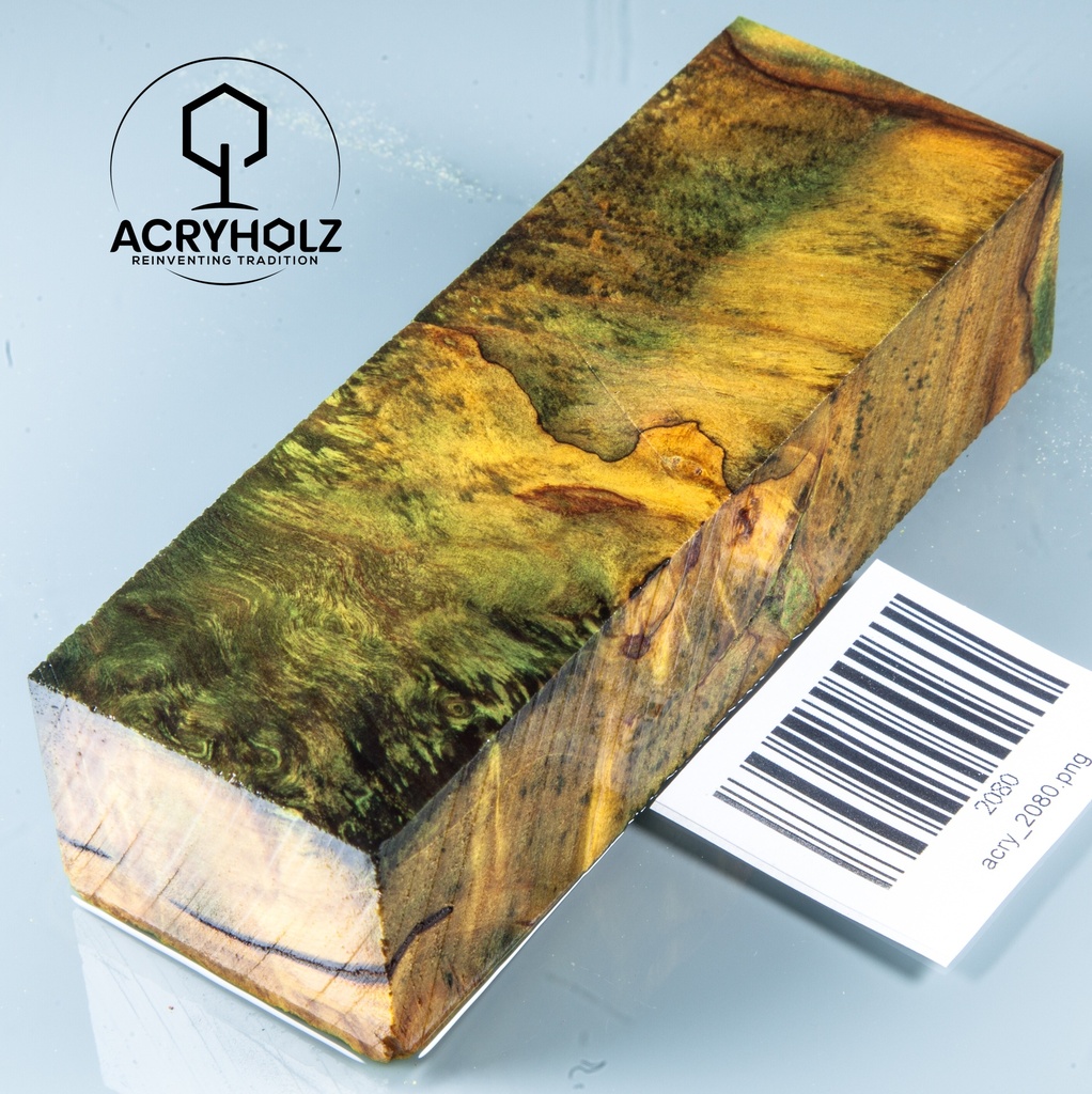 Pappel Maser stabilisiert Griffblock | 120x40x30| ACRYHOLZ | Messergriff 2080