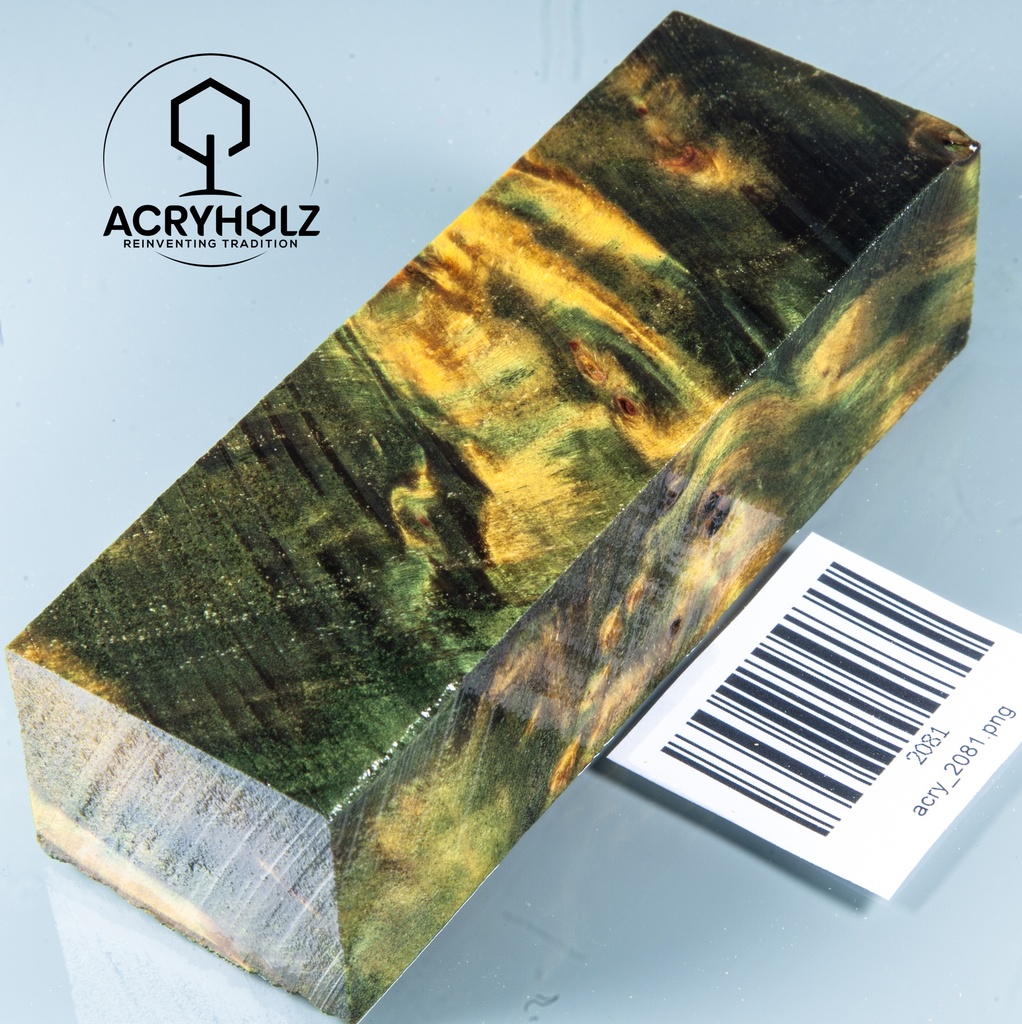 Pappel Maser stabilisiert Griffblock | 120x40x30| ACRYHOLZ | Messergriff 2081