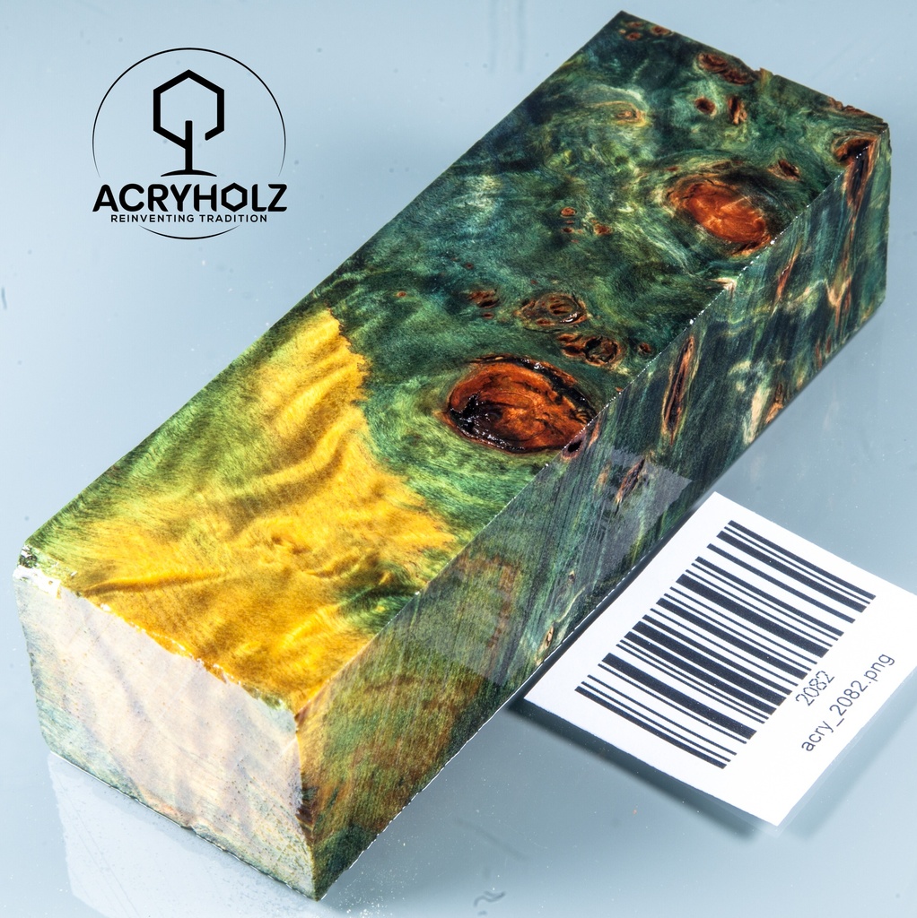 Pappel Maser stabilisiert Griffblock | 120x40x30| ACRYHOLZ | Messergriff 2082