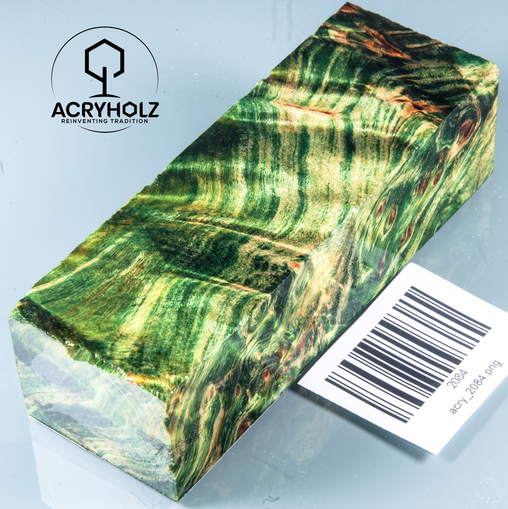 Pappel Maser stabilisiert Griffblock | 120x40x30| ACRYHOLZ | Messergriff 2084