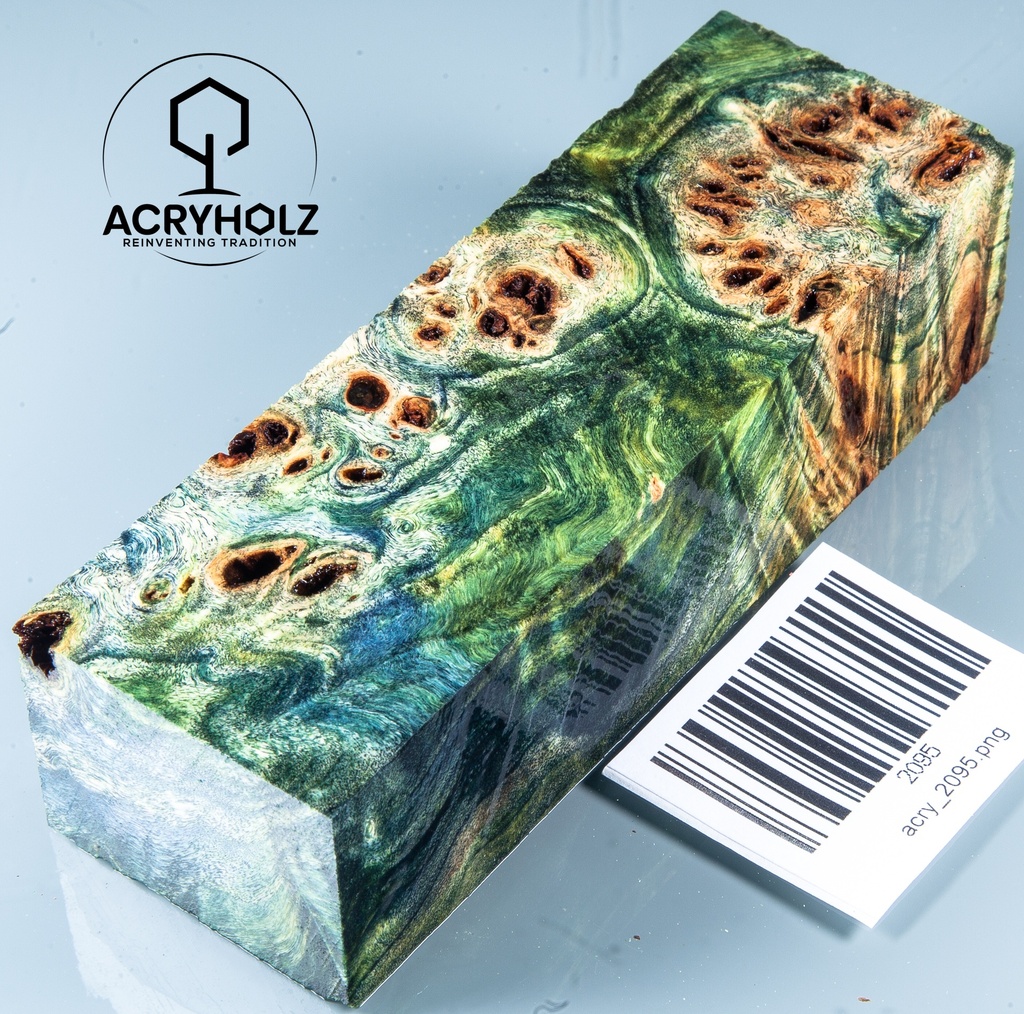 Pappel Maser stabilisiert Griffblock | 120x40x30| ACRYHOLZ | Messergriff 2095