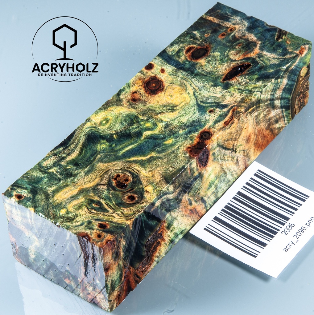 Pappel Maser stabilisiert Griffblock | 120x40x30| ACRYHOLZ | Messergriff 2096