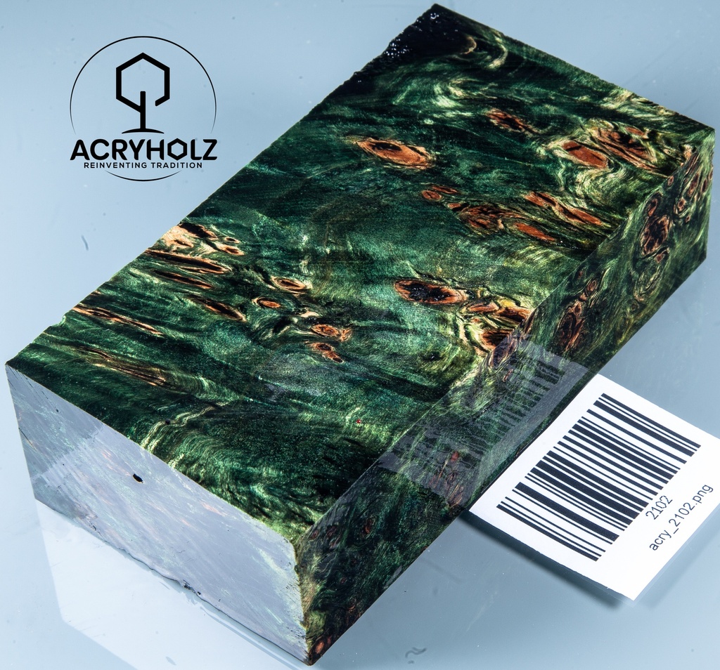 Pappel Maser stabilisiert Griffblock | 120x65x35| ACRYHOLZ | Messergriff 2102