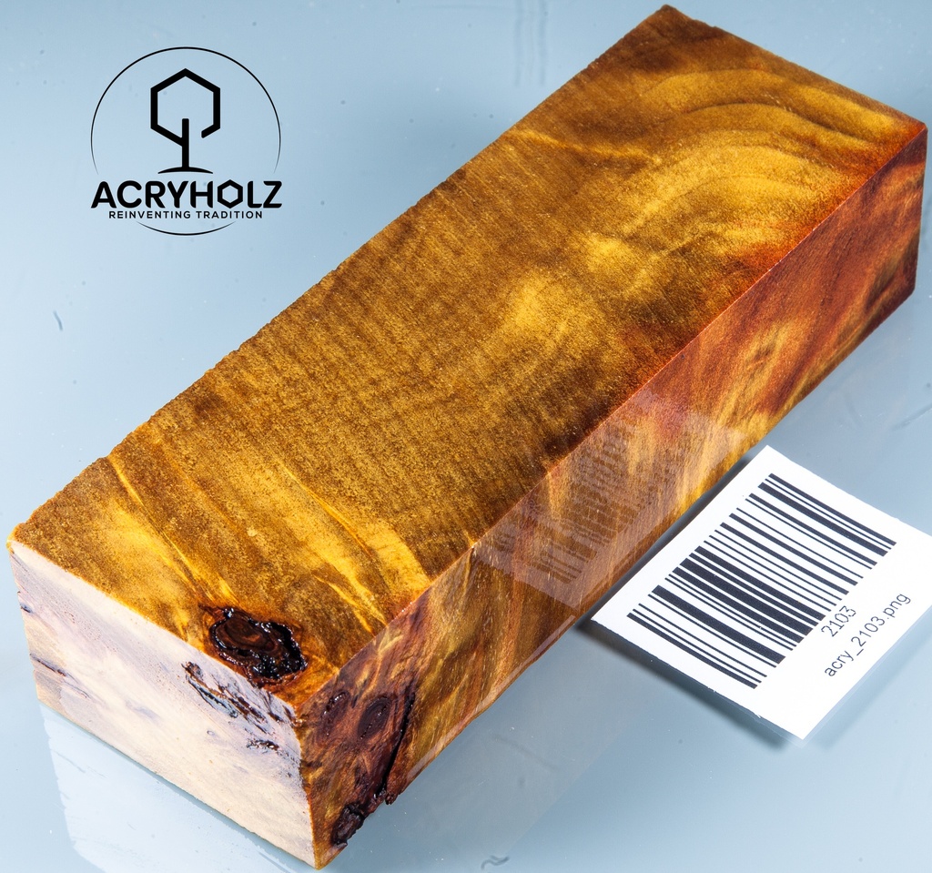 Pappel Maser stabilisiert Griffblock | 140x45x30| ACRYHOLZ | Messergriff 2103