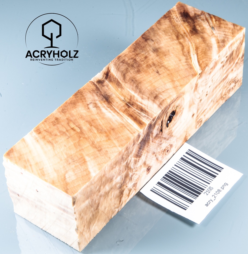 Kastanie Maser Griffblock stabilisiert | 140x40x40 | ACRYHOLZ | Messergriff | 2108