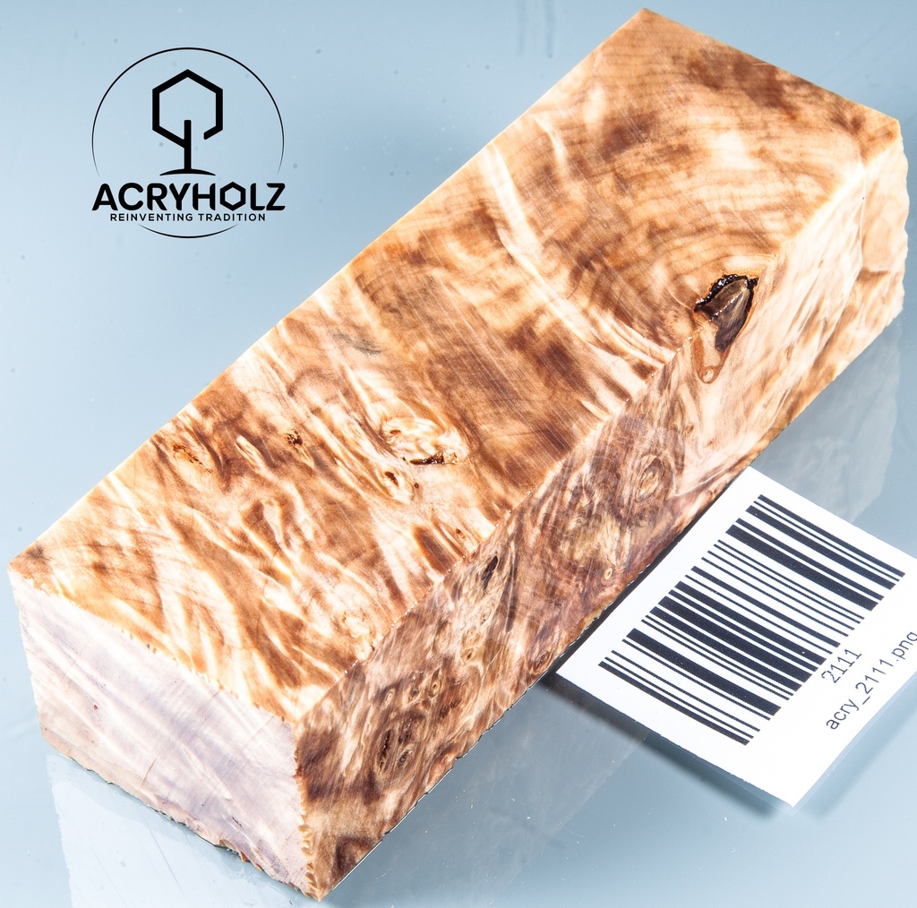 Kastanie Maser Griffblock stabilisiert | 120x40x30 | ACRYHOLZ | Messergriff | 2111
