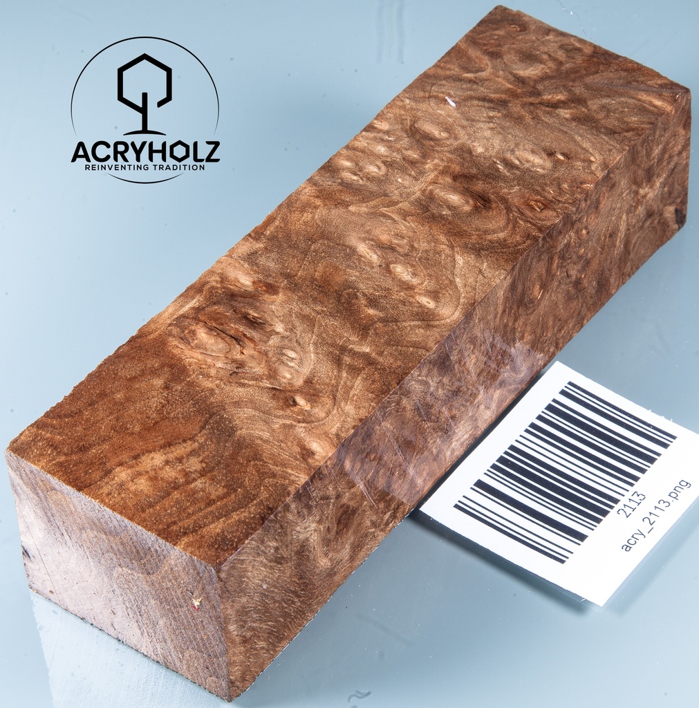 Walnuss Maser Griffblock stabilisiert | 120x40x30 | acryholz | 2113