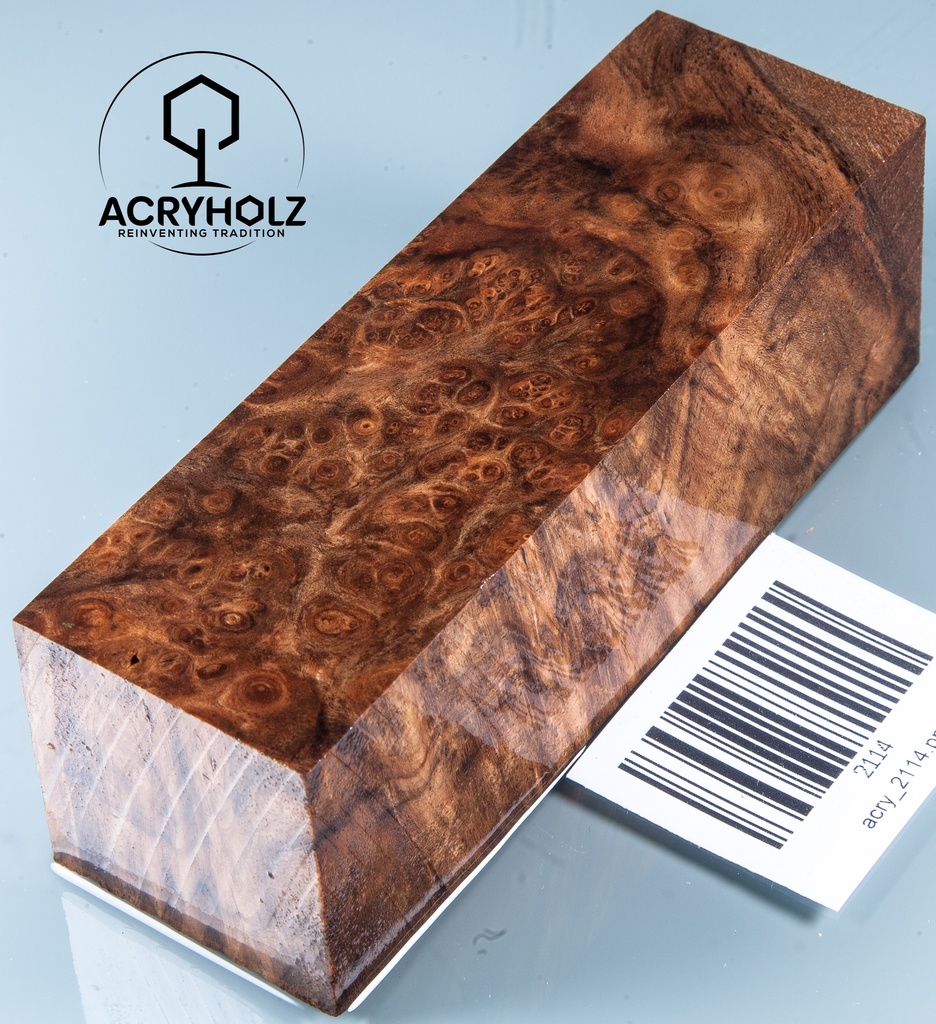 Walnuss Maser Griffblock stabilisiert | 120x40x38 | acryholz | 2114