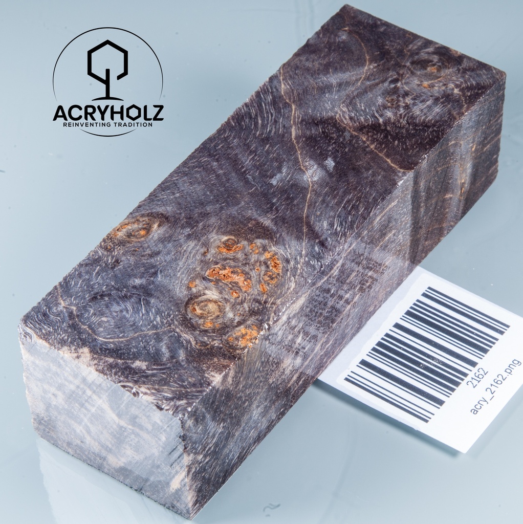 Esche Maser Griffblock stabilisiert | 120x40x30 | acryholz | 2162