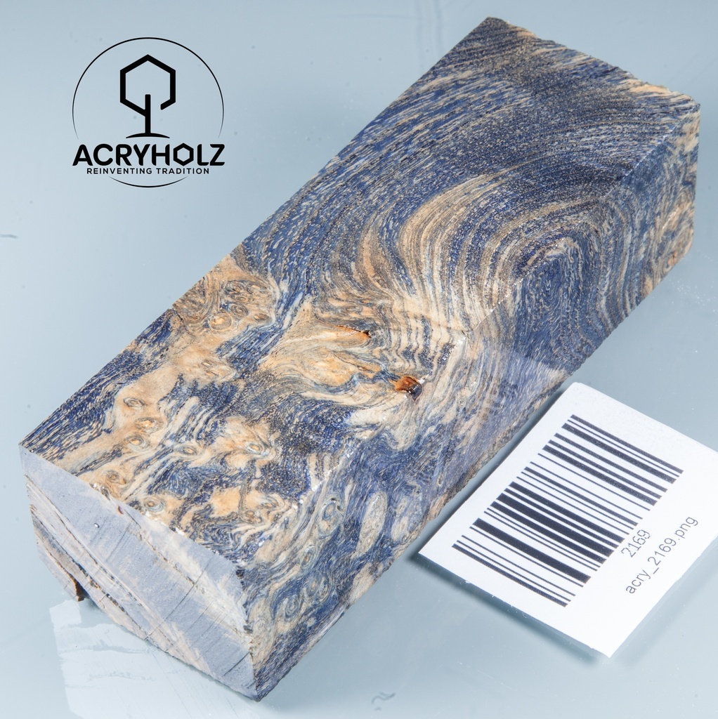 Esche Maser Griffblock stabilisiert | 120x40x30 | acryholz | 2169