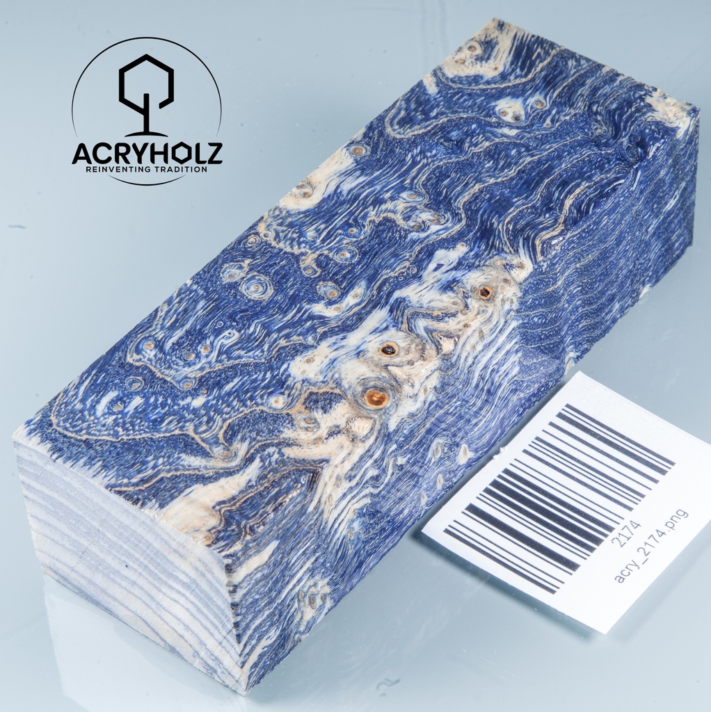 Esche Maser Griffblock stabilisiert | 120x40x30 | acryholz | 2174