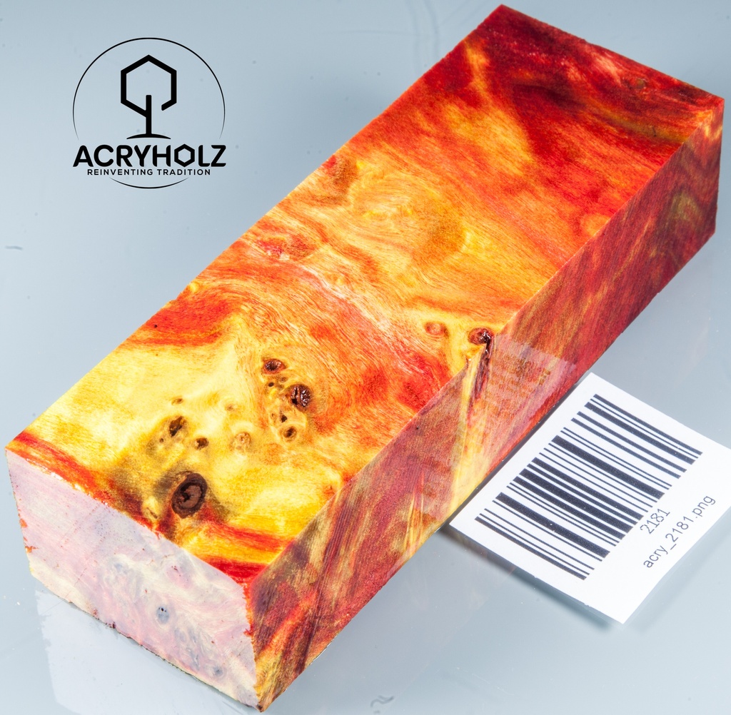 Pappel Maser stabilisiert Griffblock | 130x40x30| ACRYHOLZ | Messergriff 2181