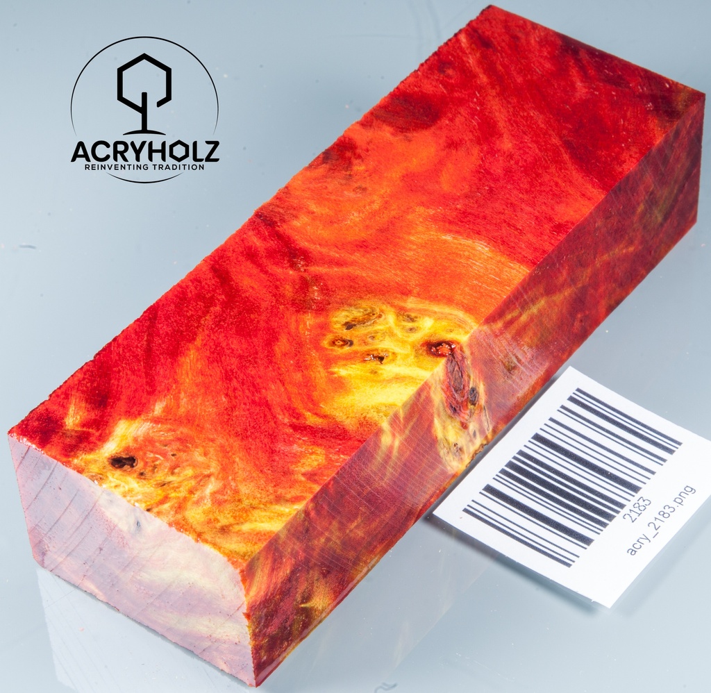 Pappel Maser stabilisiert Griffblock | 130x40x30| ACRYHOLZ | Messergriff 2183