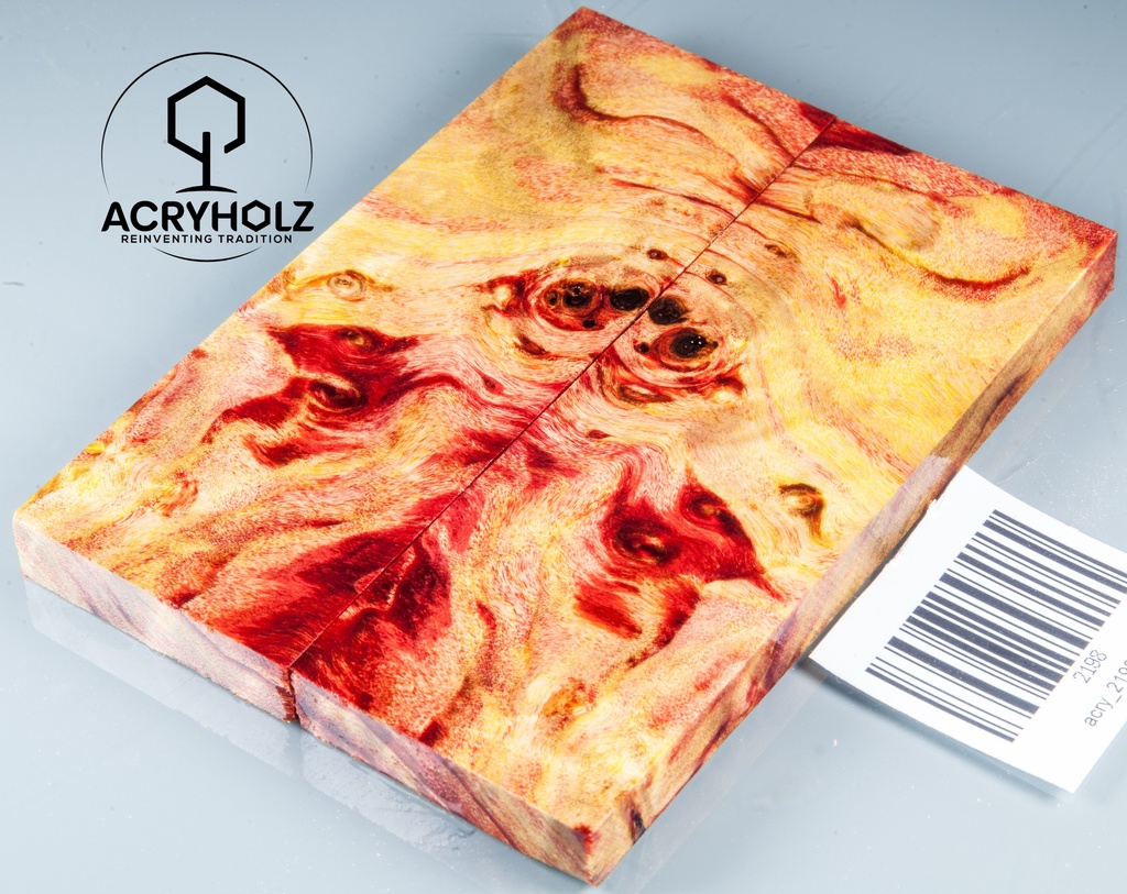 Pappel Griffschalen stabilisiert | 130x45x10| ACRYHOLZ | Messer | Griffholz 2198