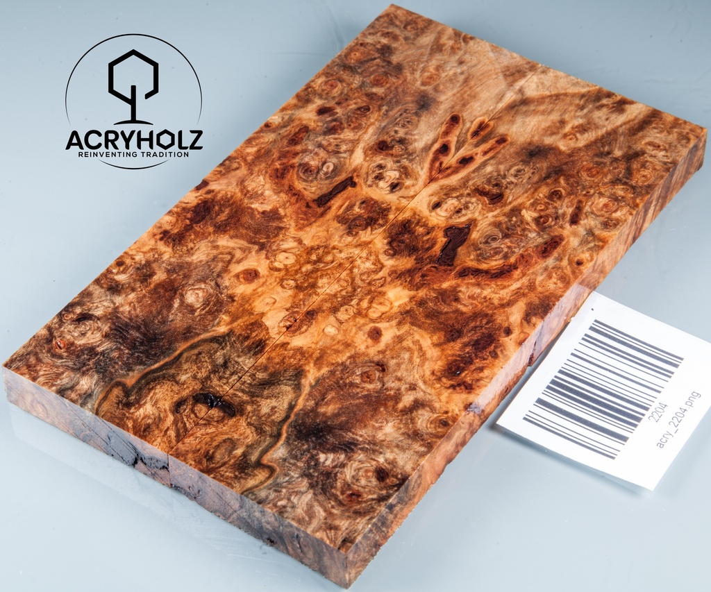 Linde Maser stabilisiert | 150x40x10 | acryholz | schalenpaar 2204