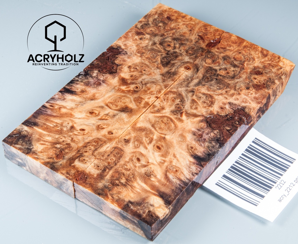 Linde Maser stabilisiert | 110x40x10 | acryholz | schalenpaar 2212