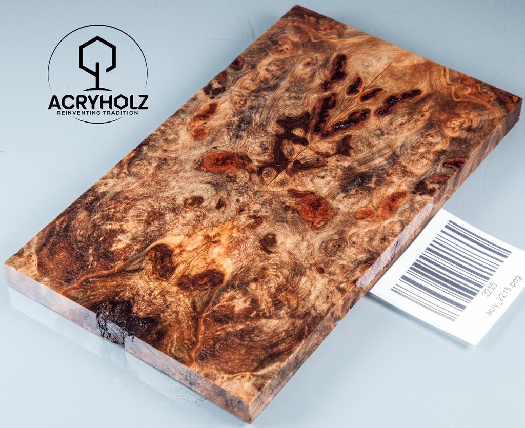 Linde Maser stabilisiert | 150x40x8 | acryholz | schalenpaar 2215