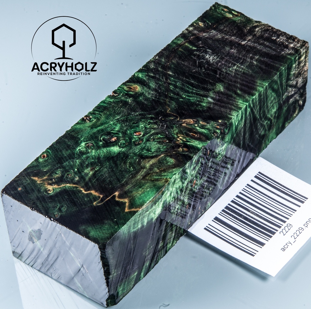 Bloque de mango de madera de castaño burl estabilizada | 120x40x30 | ACRYHOLZ | Mango para cuchillo | 2229