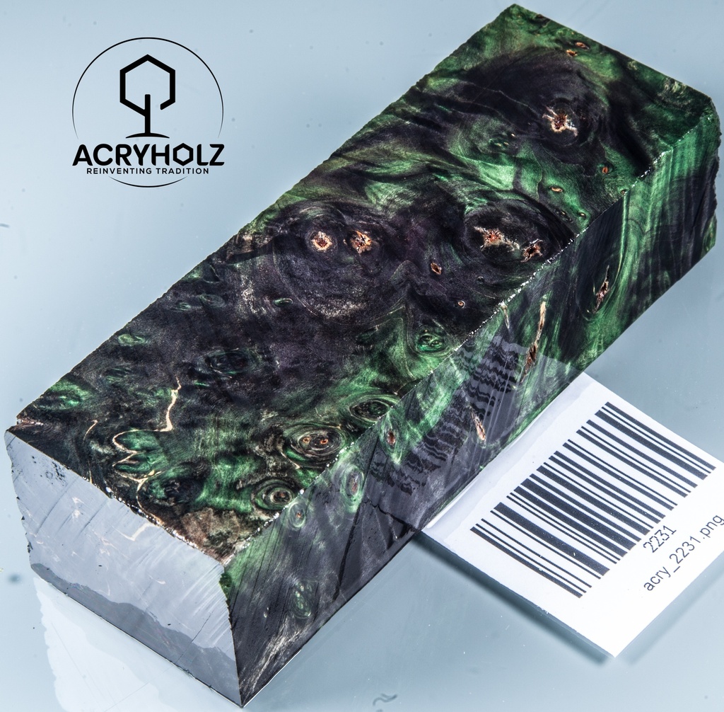 Bloque de mango de madera de castaño burl estabilizada | 120x40x30 | ACRYHOLZ | Mango para cuchillo | 2231