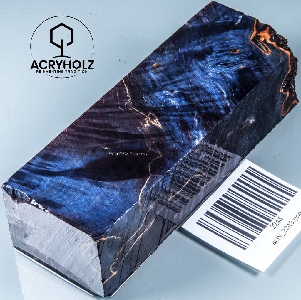 Bloque de mango de madera de castaño burl estabilizada | 120x40x30 | ACRYHOLZ | Mango para cuchillo | 2243