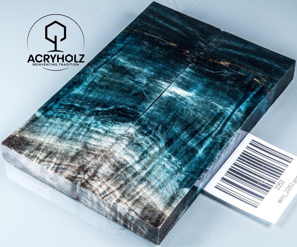 Radica di castagno stabilizzata | 120x40x10 | acryholz | Coppia di guancette | 2253