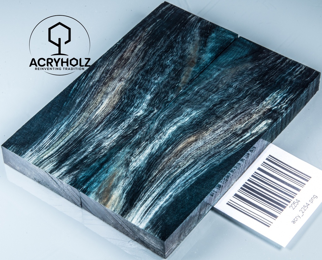 Madera de castaño burl estabilizada | 120x40x10 | acryholz | Par de cachas | 2254