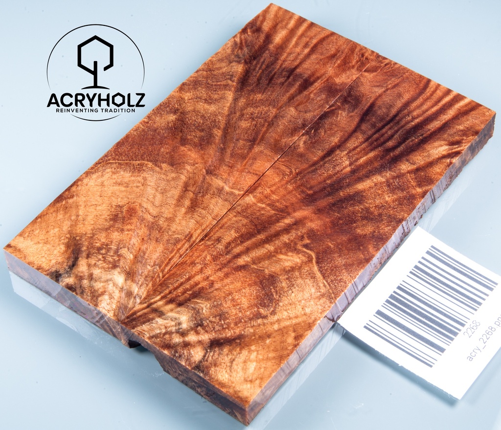 Ahorn Maser Griffschalen stabilisiert | 120x40x9 | acryholz | Messergriff | 2268