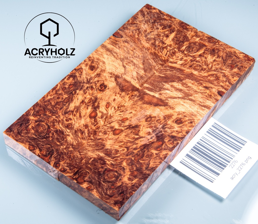 Ahorn Maser Griffschalen stabilisiert | 130x40x9 | acryholz | Messergriff | 2276