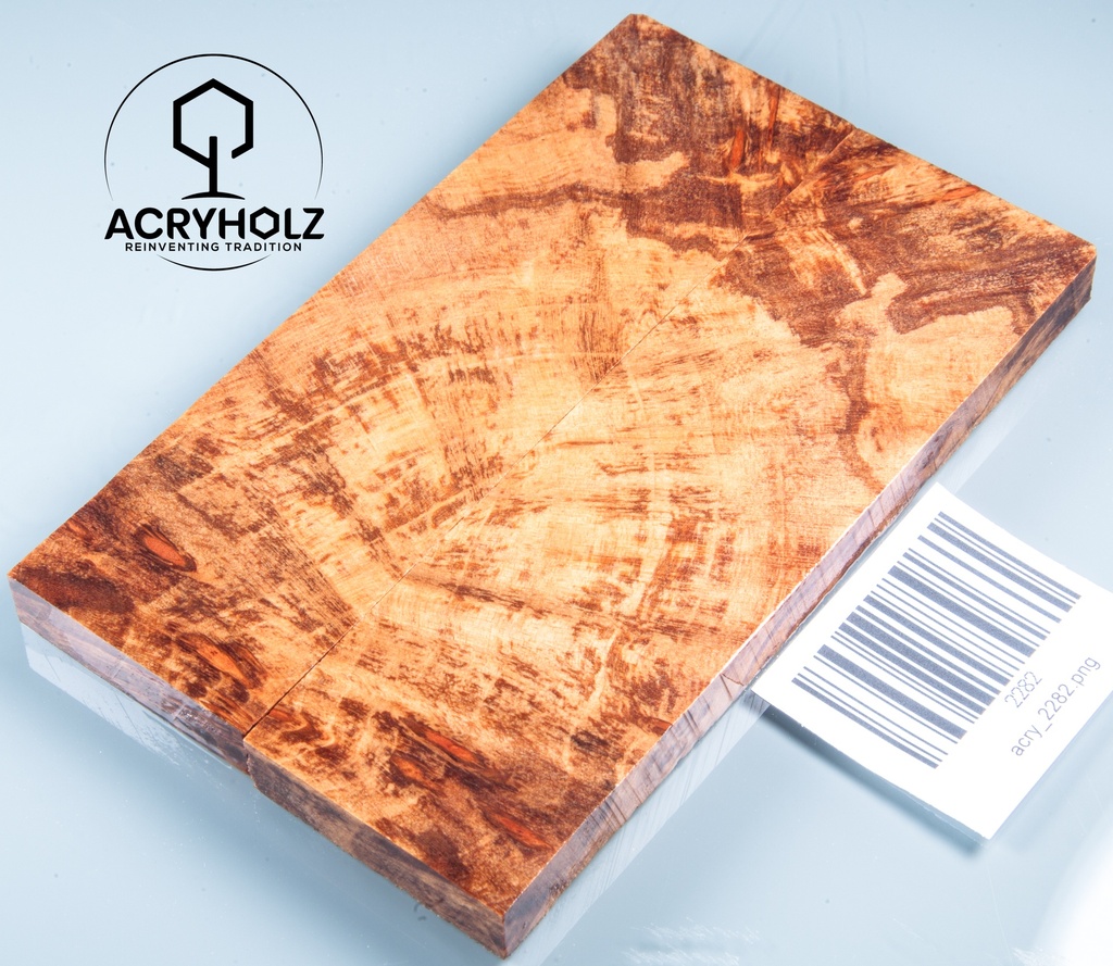 Ahorn Maser Griffschalen stabilisiert | 130x40x9 | acryholz | Messergriff | 2282