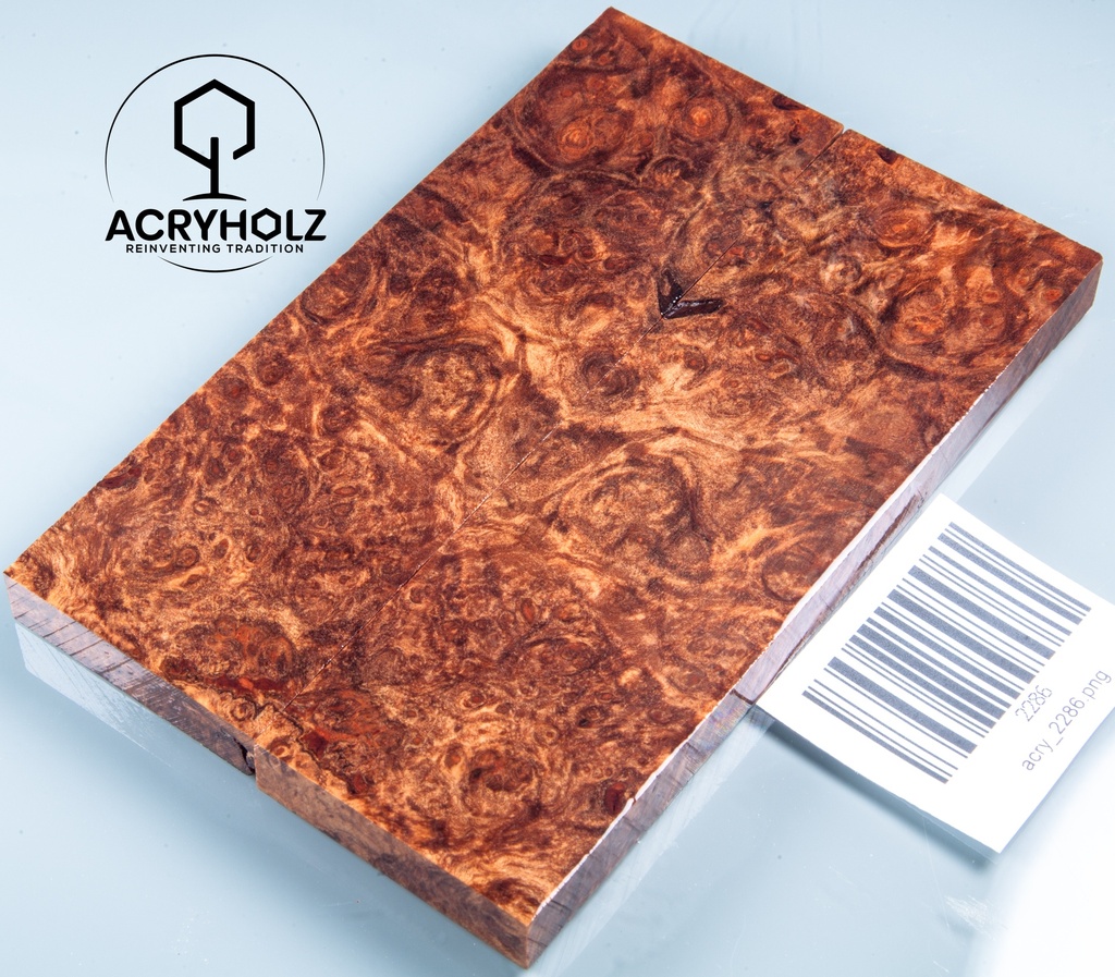 Ahorn Maser Griffschalen stabilisiert | 130x40x9 | acryholz | Messergriff | 2286