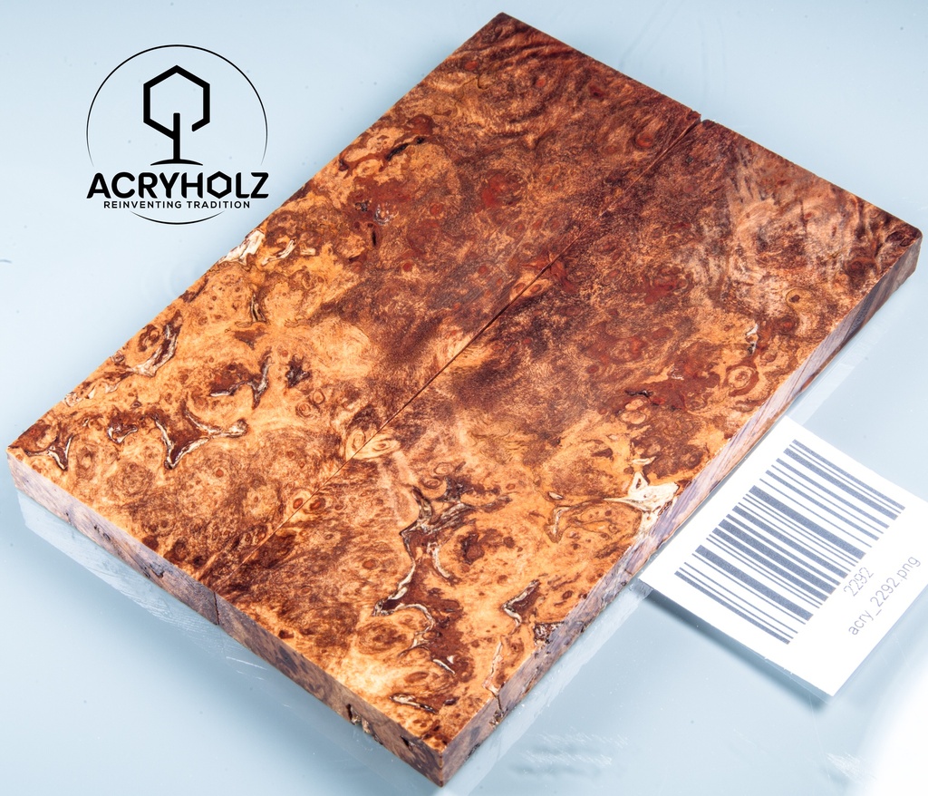 Ahorn Maser Griffschalen stabilisiert | 130x45x9 | acryholz | Messergriff | 2292