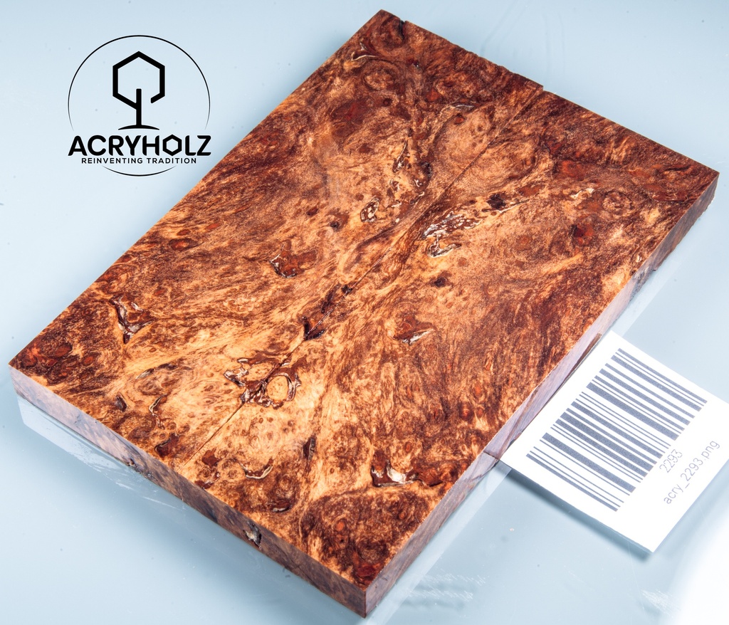 Ahorn Maser Griffschalen stabilisiert | 130x45x9 | acryholz | Messergriff | 2293