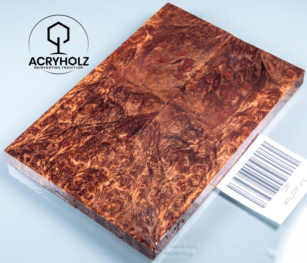 Ahorn Maser Griffschalen stabilisiert | 130x45x9 | acryholz | Messergriff | 2297