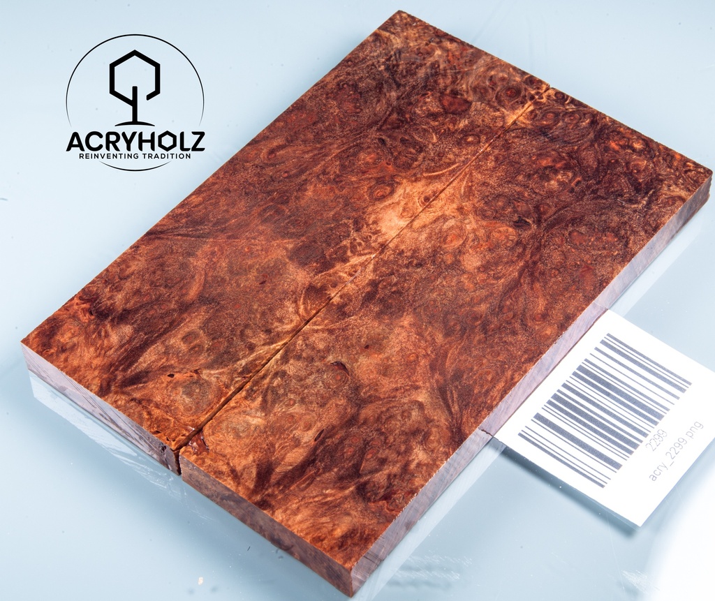 Ahorn Maser Griffschalen stabilisiert | 130x45x9 | acryholz | Messergriff | 2299