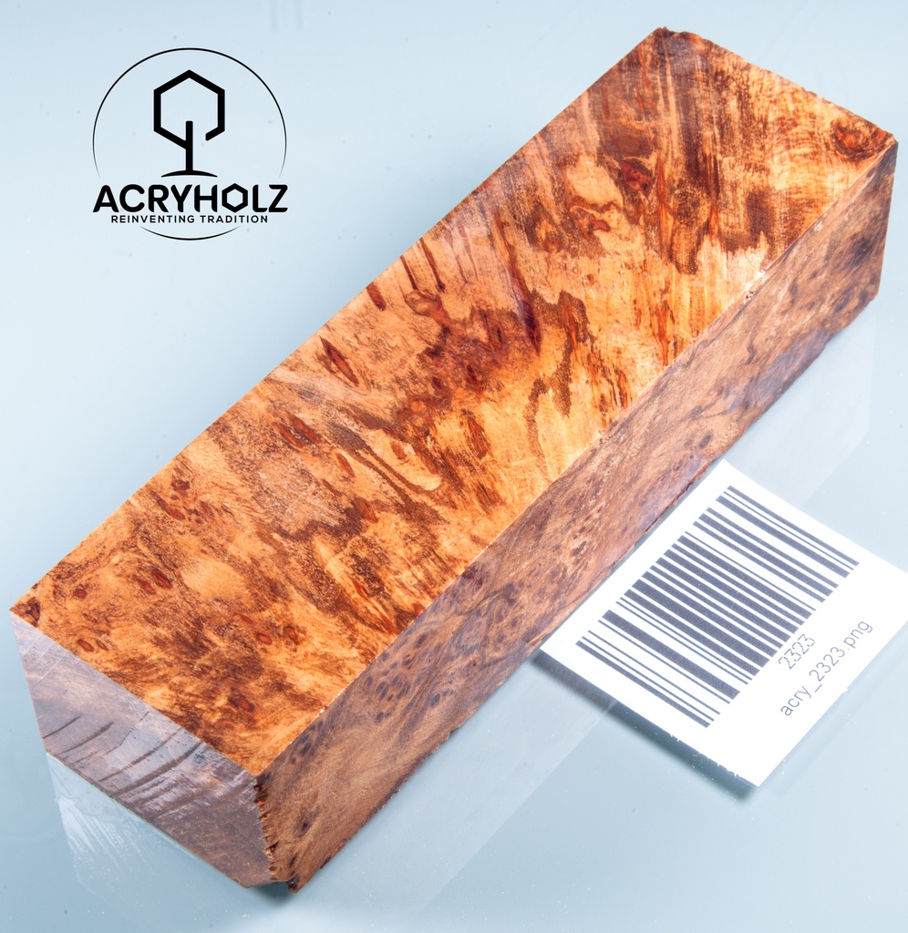 Ahorn Maser Griffblock stabilisiert | 130x40x30 | acryholz | 2322 (Kopie)