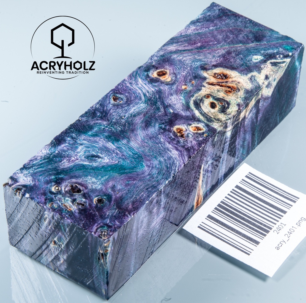 Pappel Maser stabilisiert Griffblock | 120x40x30| ACRYHOLZ | Messergriff 2401