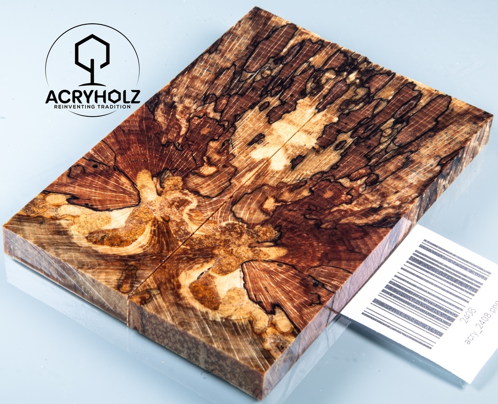 Buche gestockt stabilisiert Griffschalen | 120x40x10 | Messergriff 2408