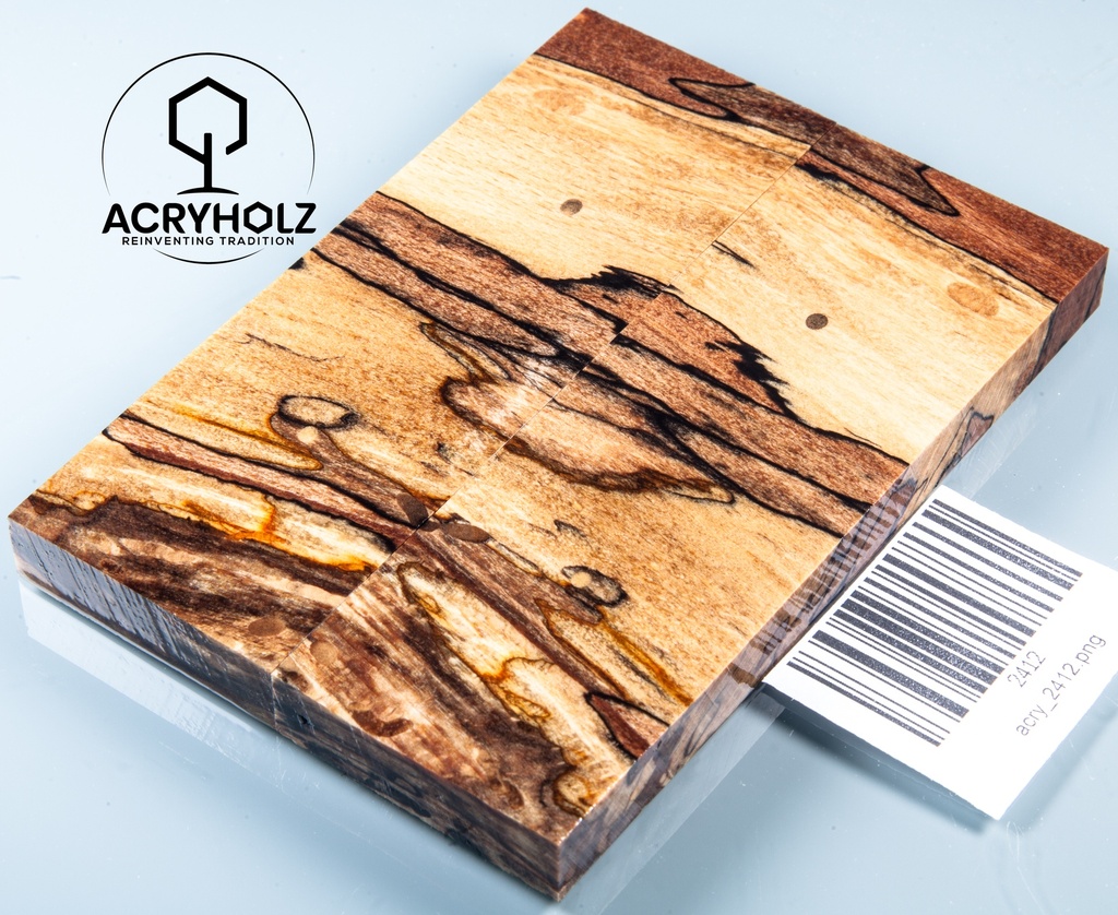 Beech Spalted Stabilized Handle Scales | 120x40x10 | Knife Handle 2412