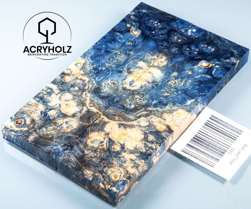 Box Elder Maser stabilisiert | acryholz | 140x40x10 | Griffschalenpaar 2441