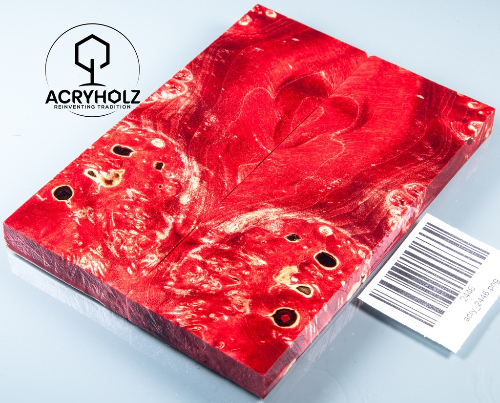 Box Elder Burl Estabilizado | acryholz | 130x40x10 | Par de Cachas 2446
