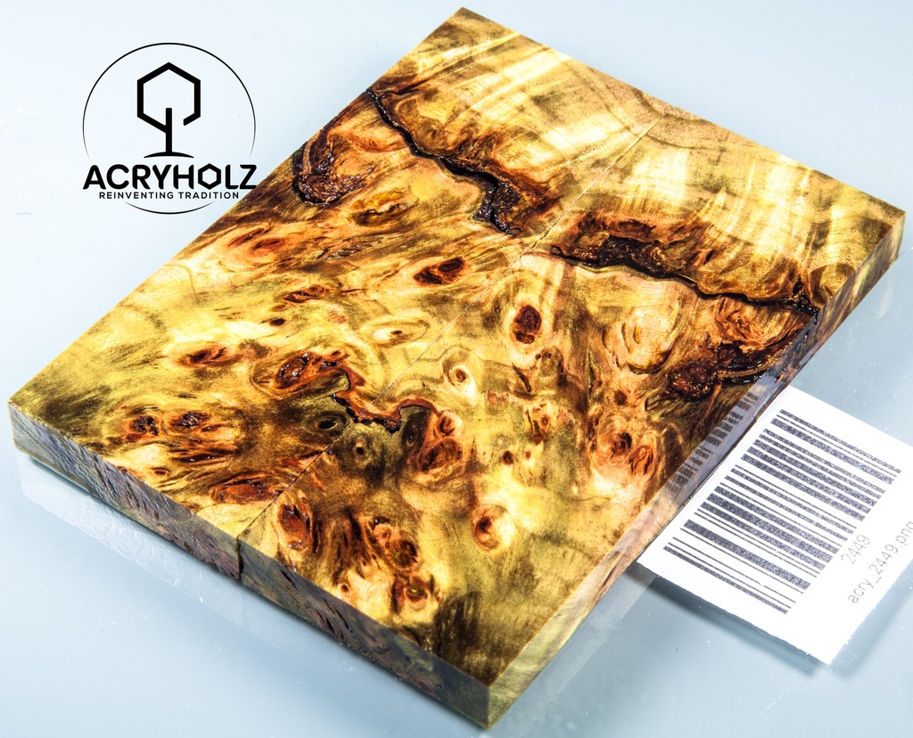 Pappel Griffschalen stabilisiert | 120x45x10| ACRYHOLZ | Messer | Griffholz 2449