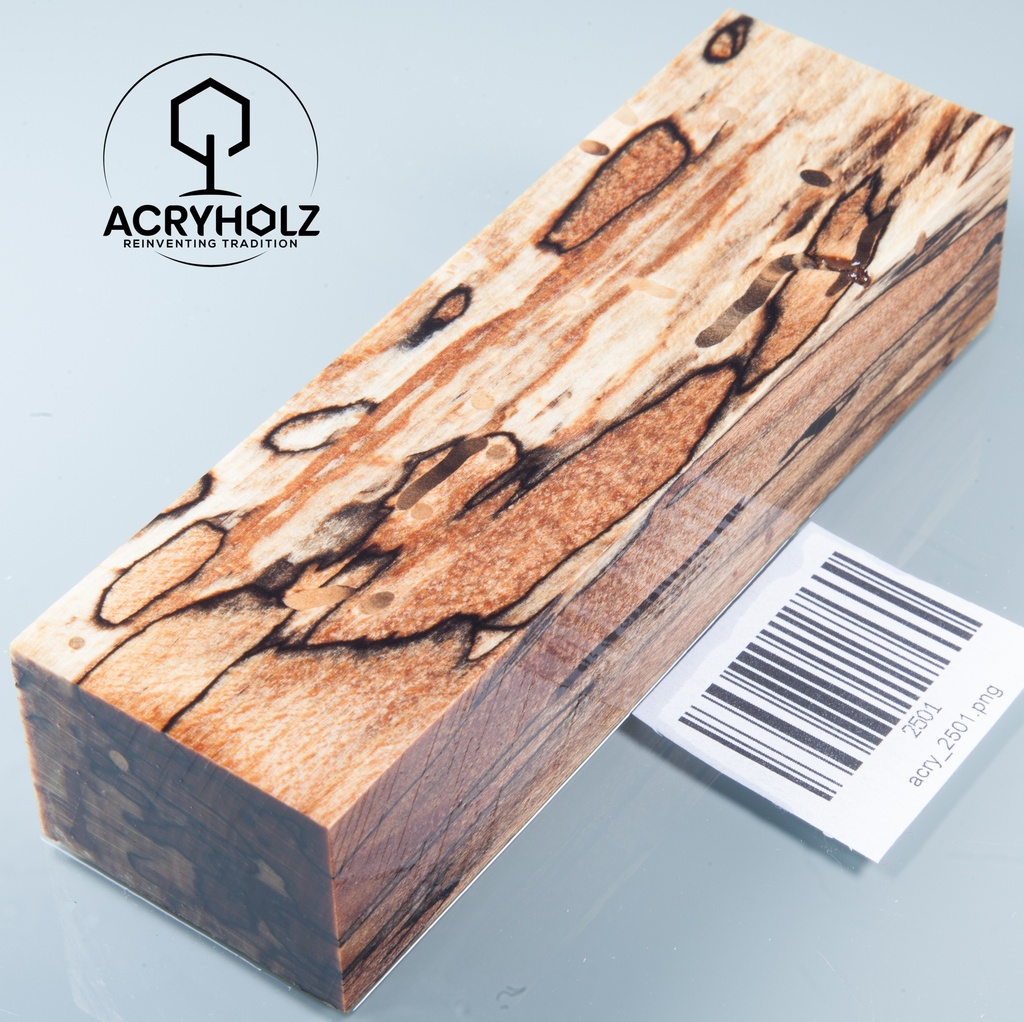 Beech Spalted Stabilized Handle Block | 140x40x30 | Knife Handle 2501