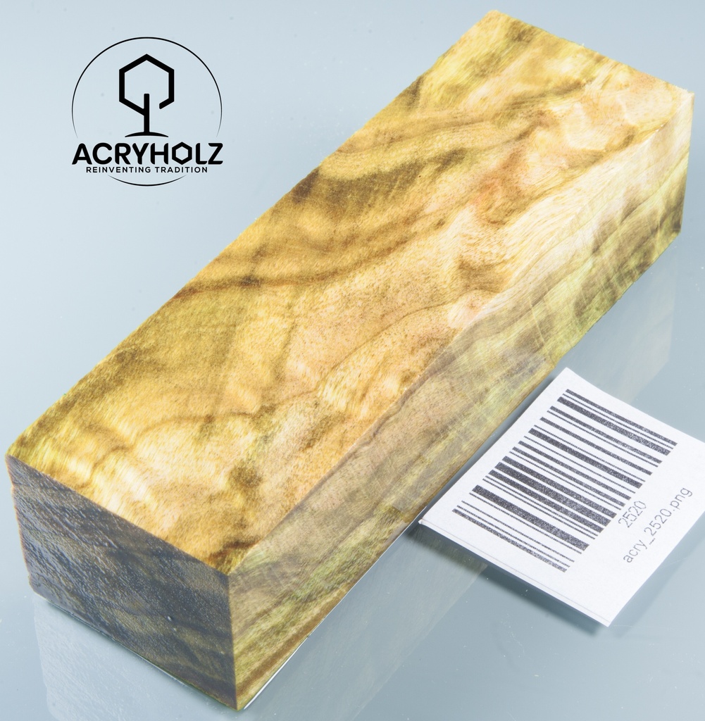 Pappel Maser stabilisiert Griffblock | 130x40x30| ACRYHOLZ | Messergriff 2520