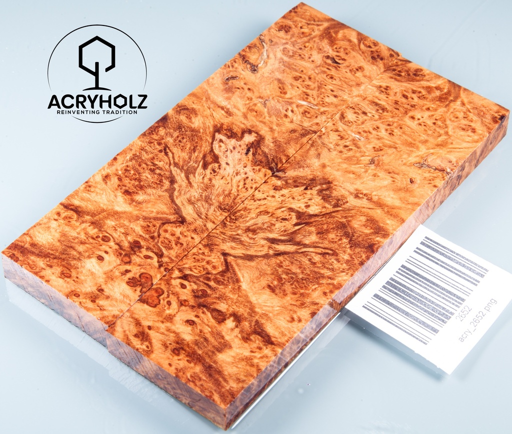 Ahorn Maser Griffschalen stabilisiert | 140x40x10 | acryholz | Messergriff | 2652