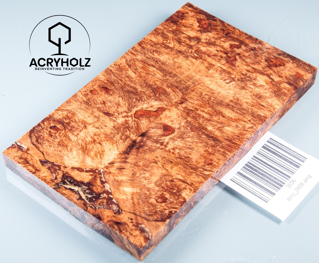 Ahorn Maser Griffschalen stabilisiert | 140x40x10 | acryholz | Messergriff | 2656