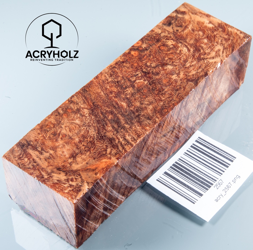 Ahorn Maser Griffblock stabilisiert | 130x40x30 | acryholz | 2567